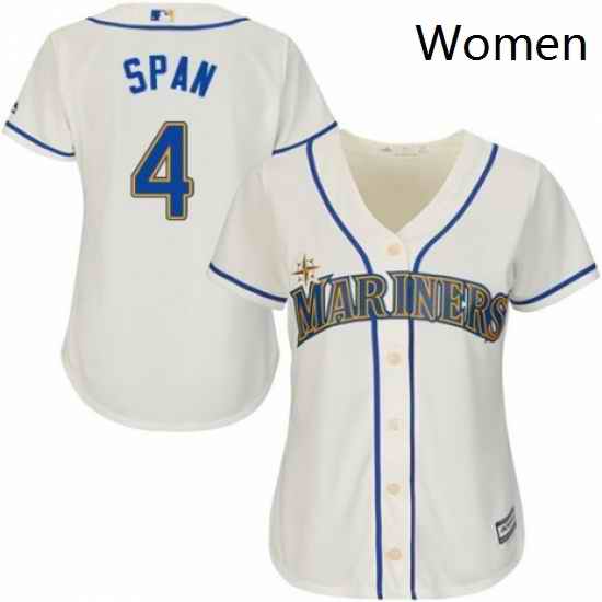 Womens Majestic Seattle Mariners 4 Denard Span Replica Cream Alternate Cool Base MLB Jersey